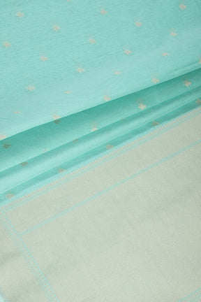 Turquoise Color Cotton Woven Saree