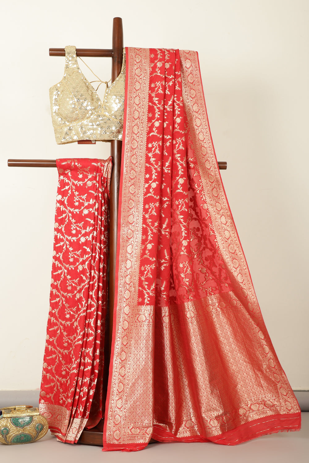 Red Banarasi Silk Zari Woven Saree