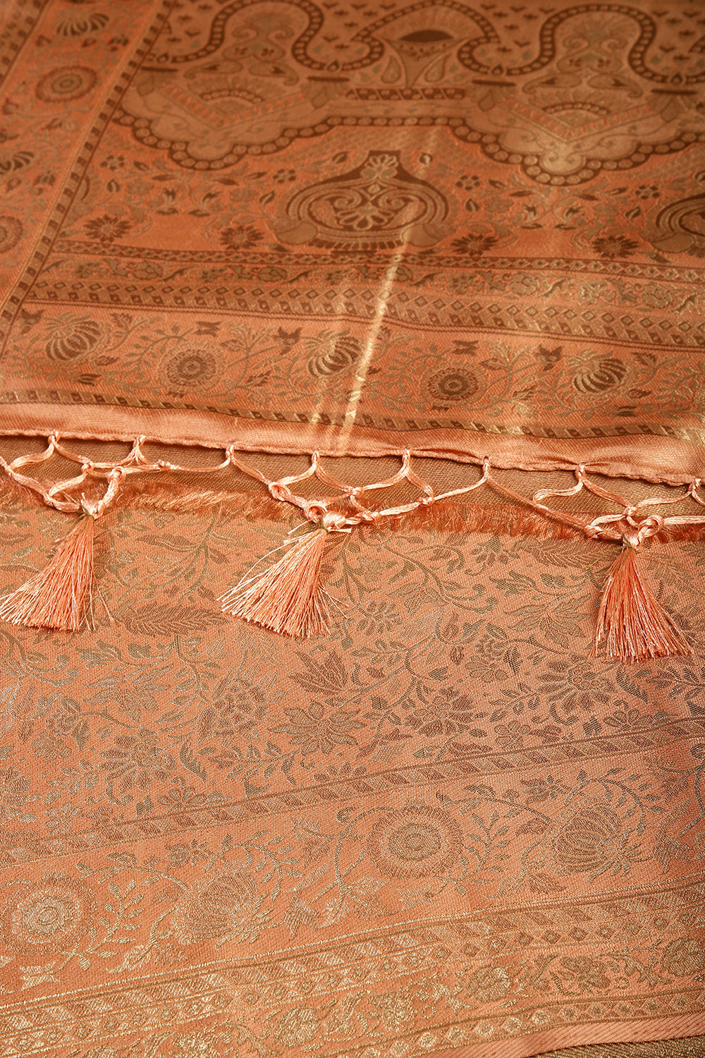 Dusty Peach Colour South Silk Heavy Woven Saree