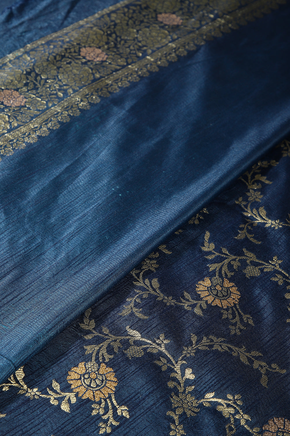 Navy Color Raw Silk Zari Woven Saree