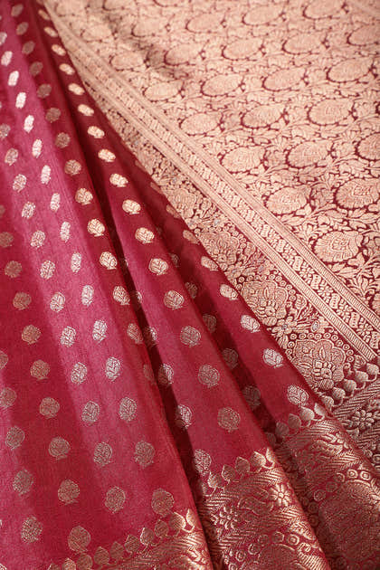 Maroon Cotton Silk Zari Woven Saree