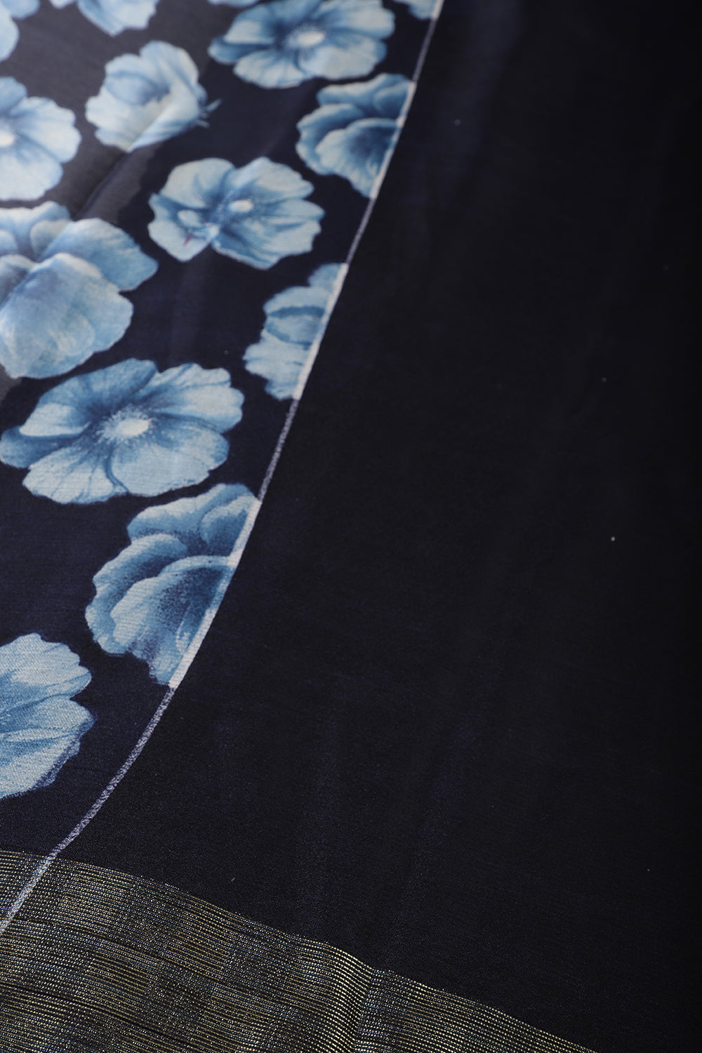 Blue Chiffon Floral Printed Saree
