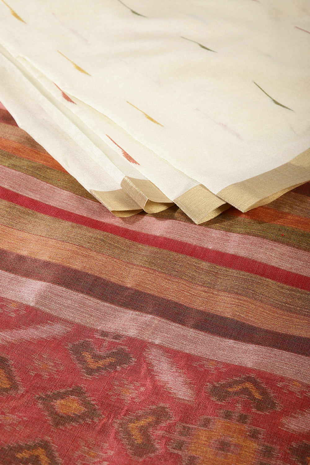 Cream Color Chanderi Cotton Woven Saree