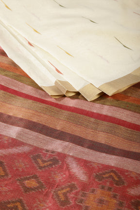 Cream Color Chanderi Cotton Woven Saree