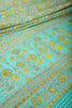 Grey & Teal Color Floral Printed Tussar Silk Saree