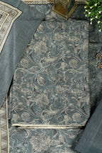 Blue Floral Printed Spun Unstitched Suit Material