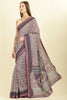 Purple Ajrakh Block Printed Cotton Saree
