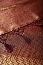 Dark Scarlet Color Silk Resham and Zari Woven Saree