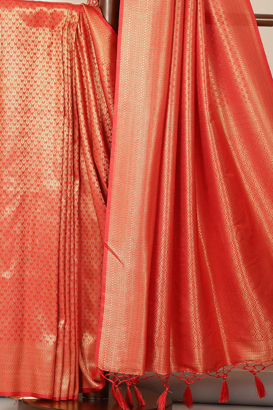 Red South Silk Zari Woven Saree