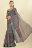 Blue Ajrakh Block Printed Cotton Saree
