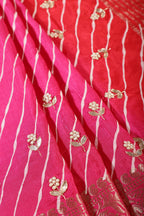 Magenta & Red Jaipuri Silk Leheriya Printed And Embroidered Saree