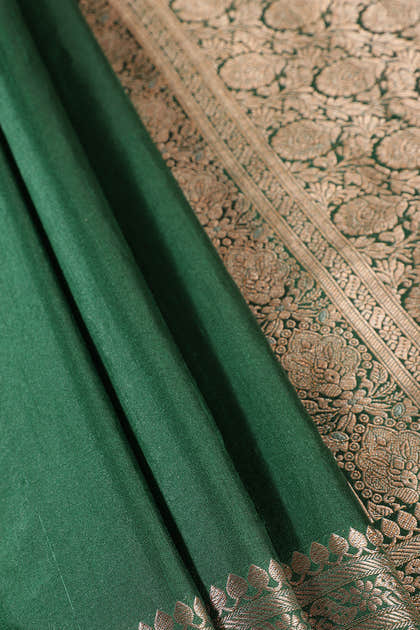 Solid Colour Silk Woven Sarees