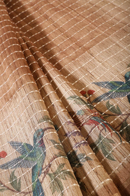 Brown Tussar Silk Printed Saree