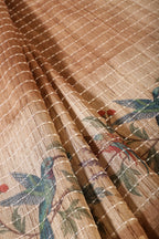 Brown Tussar Silk Printed Saree