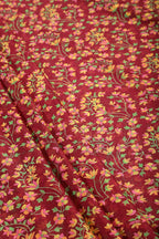 Wine Color Chiffon Floral Zari Border Printed Saree