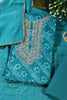 Teal Cotton Bandhani Printed & Neck Embroidered Unstitched Suit Fabric