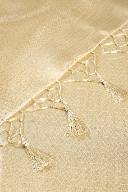 Cream Color South Silk Zari Woven Saree