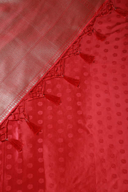 Bottle Green & Red Floral Zari Woven Sarees