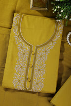 Brass Color Cotton Resham Embroidered Unstitched Suit