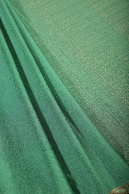 Sea Green Chiffon Zari Border Saree