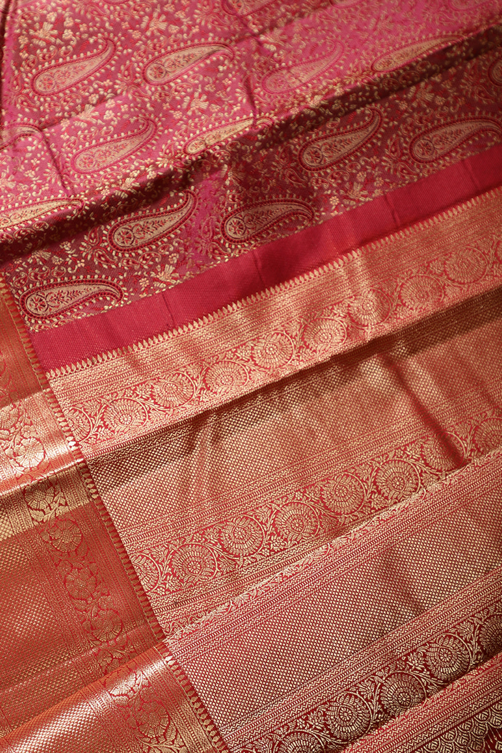 Purple Color Kanjivaram Pure Silk Handloom Gold Zari Saree with Kalka Pattern