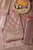 Dusty Peach Silk Zari Woven Unstitched Suit Material