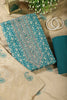 Teal Blue Cotton Digital Buta-Printed & Neck Embroidered Unstitched Suit