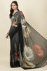 Black Georgette Floral Printed Saree