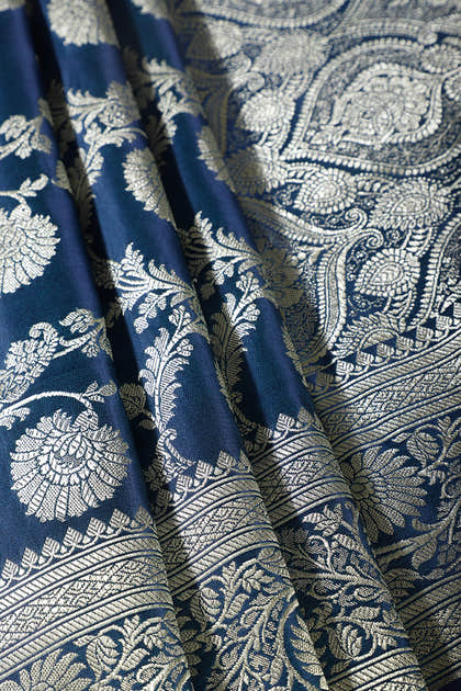 Blue Zari Woven Banarasi Silk Saree