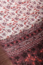 Mauve & Red Colour Floral Printed Cotton Silk Saree