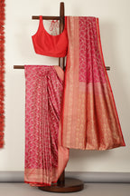 Magenta & Red Dual Toned Silk Floral Jal Woven Saree