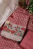 Light Maroon Tussar Cotton Printed And Floral Embroidered Unstiched Suit Material