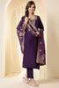 Purple Color Silk Neck Embroidered Suit Set