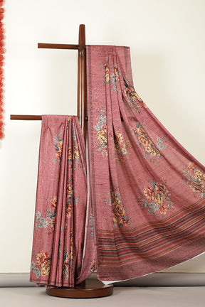 Dusty Pink Jacquard Silk Lasa Printed Saree