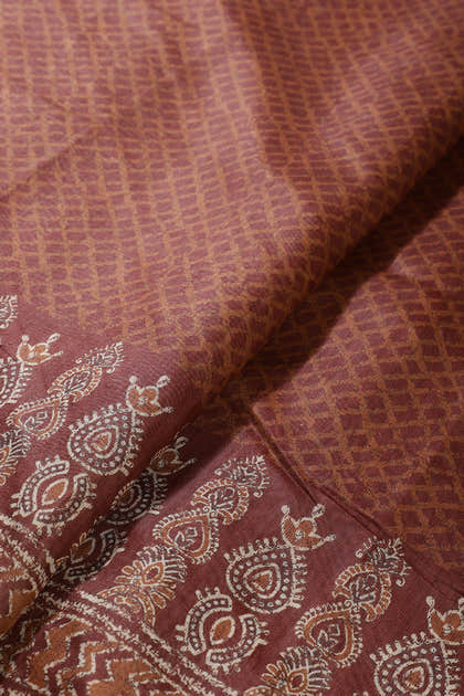 Brown Color Cotton Printed Saree