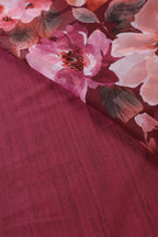 Wine Colour Floral Printed Chiffon Saree