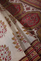 Grey Cotton Silk Printed Saree
