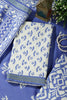 Blue Floral Block Print Cotton Unstitched Suit Fabric