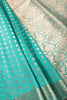Teal Denim Zari Banarasi Woven Silk Saree