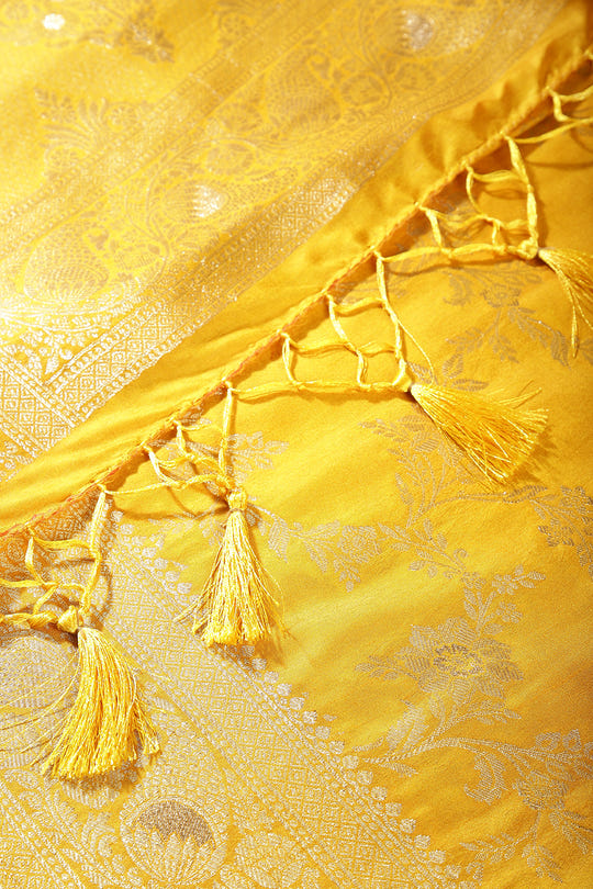 Mustard Colour Zari Woven South Silk Saree