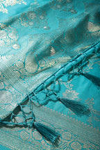 Teal Color Zari Woven South Silk Saree