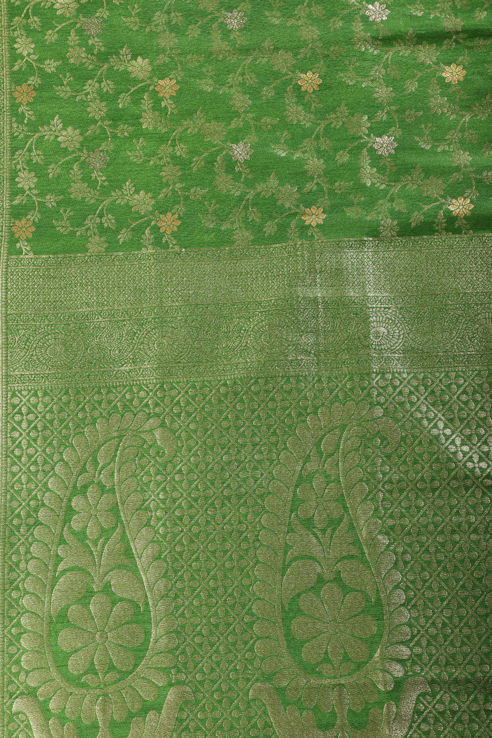 Green Floral Zaal Woven Silk Banarasi Saree
