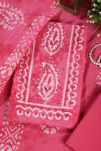 Dark Pink Shibori Printed Unstitched Suit Fabric