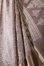 Dusty Mauve Colour Printed & Woven Cotton Silk Saree