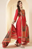 Red Color Printed Silk Embroidered Suit Set
