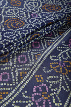 Navy Color Chiffon Bandhani Printed Saree