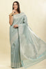 Turquoise Chanderi Silk Zari Weaving Saree