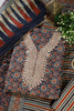 Navy Cotton Printed & Neck Embroidered Unstitched Suit Material