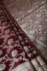 Dark Scarlet Zari Woven Banarasi Silk Saree