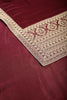 Dark Scarlet Color Crepe Zari Embroidered Saree